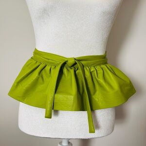 MSGM Bright Green Leather Peplum Belt